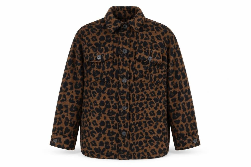 New Look Women’s Brown UK 6 Leopard Print Button-Up Shirt Jacket