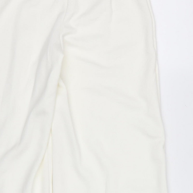 Marks & Spencer Women Ivory UK 8 Regular Wide Leg Stretch Trousers