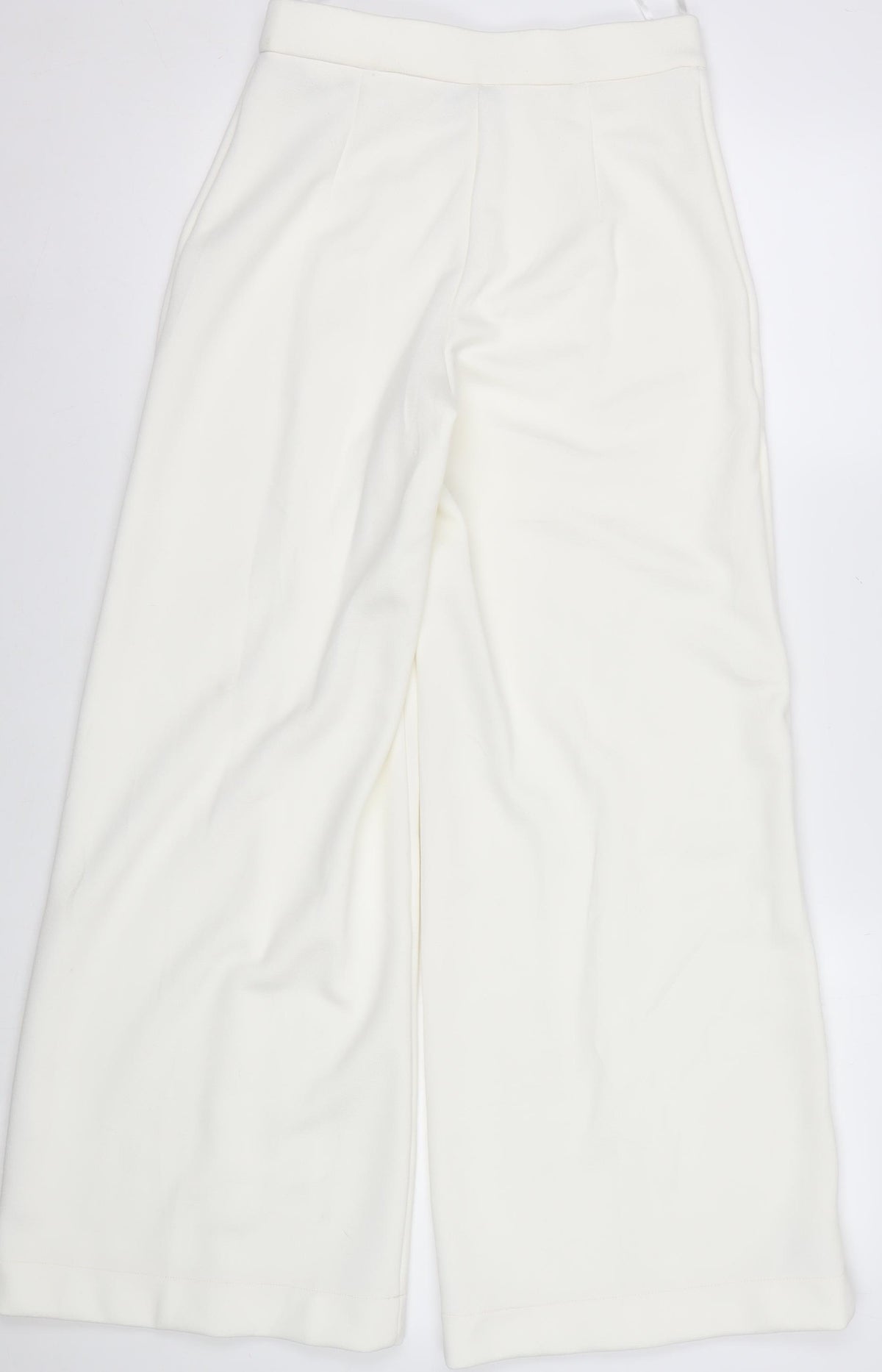 Marks & Spencer Women Ivory UK 8 Regular Wide Leg Stretch Trousers
