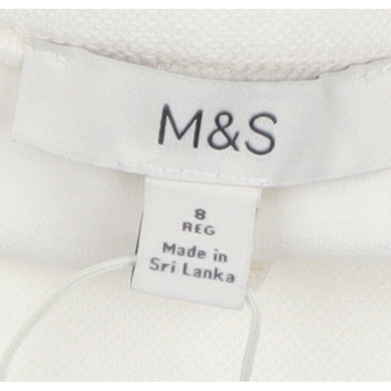 Marks & Spencer Women Ivory UK 8 Regular Wide Leg Stretch Trousers