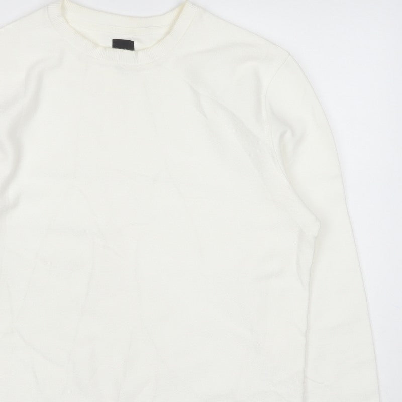 River Island Men’s White Size S Crew Neck Pullover Sweatshirt