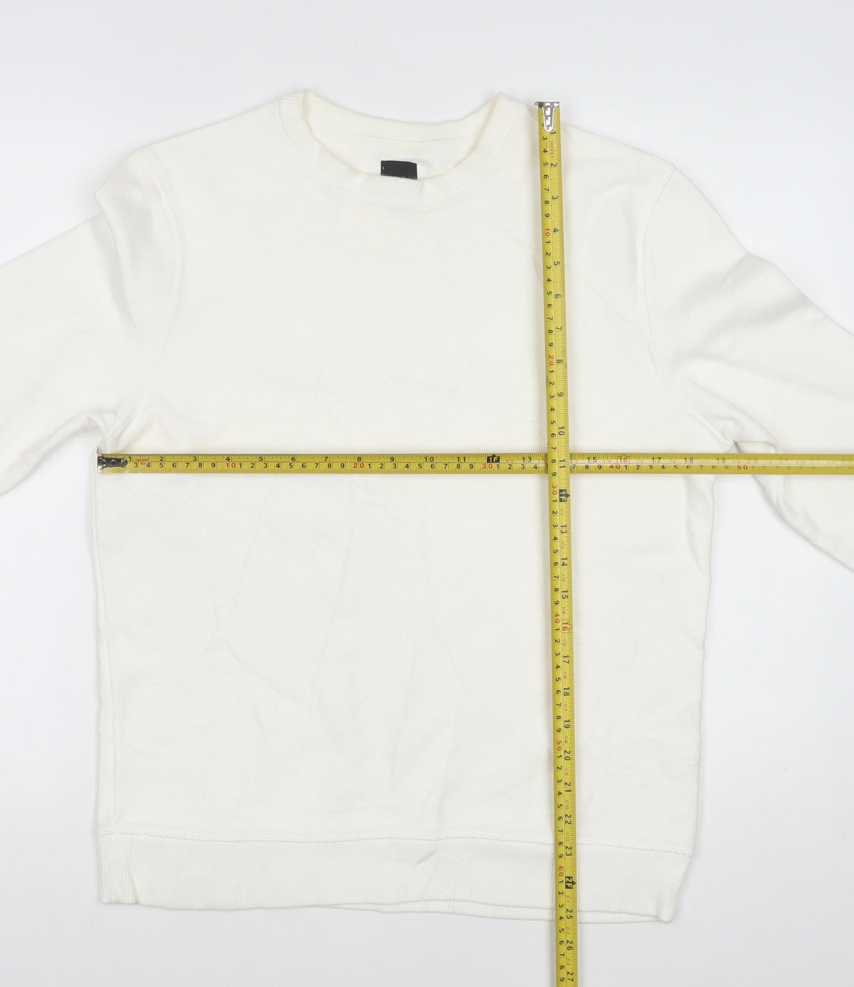 River Island Men’s White Size S Crew Neck Pullover Sweatshirt
