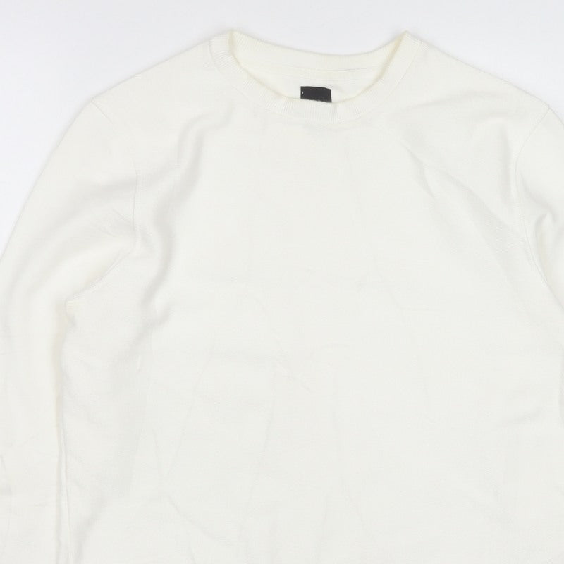 River Island Men’s White Size S Crew Neck Pullover Sweatshirt