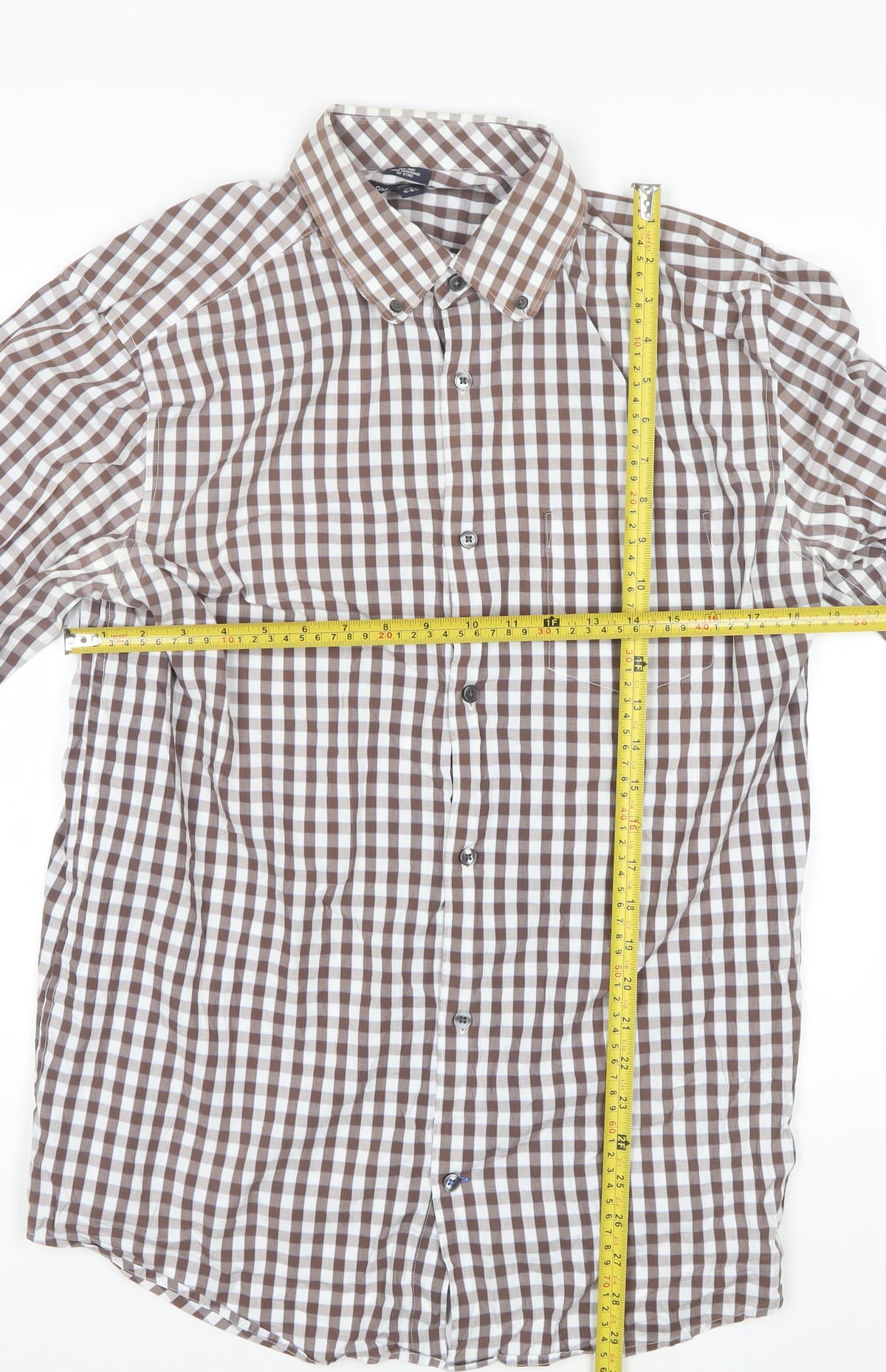 Gap Men’s Brown Check Button-Down Long Sleeve Cotton Shirt L 16-16.5