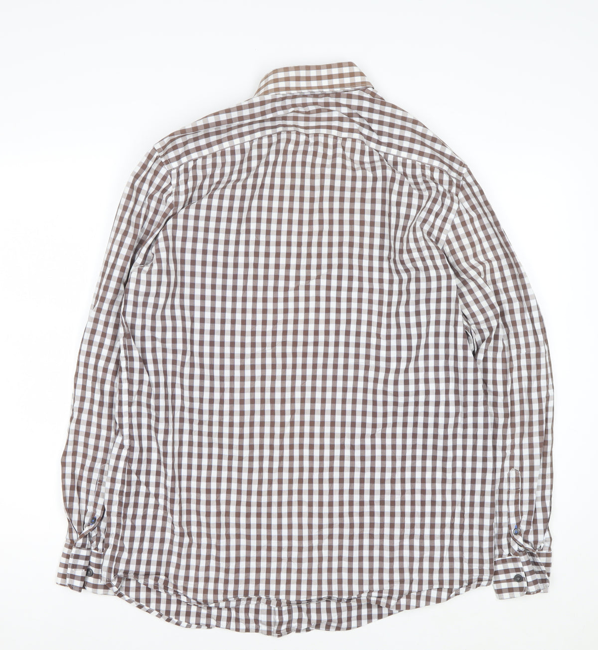 Gap Men’s Brown Check Button-Down Long Sleeve Cotton Shirt L 16-16.5