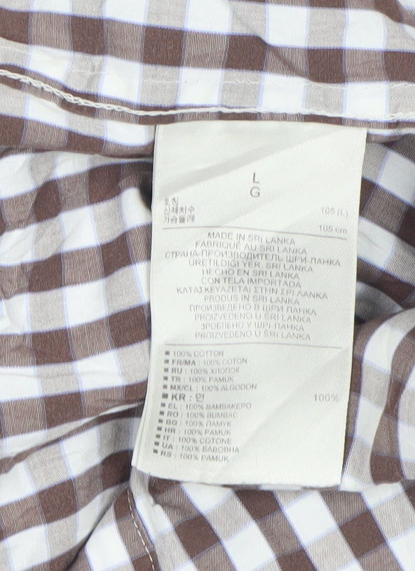 Gap Men’s Brown Check Button-Down Long Sleeve Cotton Shirt L 16-16.5