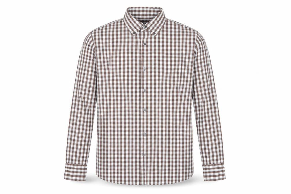 Gap Men’s Brown Check Button-Down Long Sleeve Cotton Shirt L 16-16.5