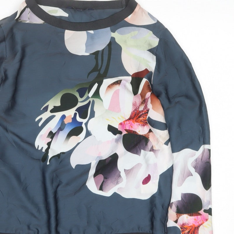 Next Women Multicoloured UK 8 Floral Long Sleeve Satin Blouse