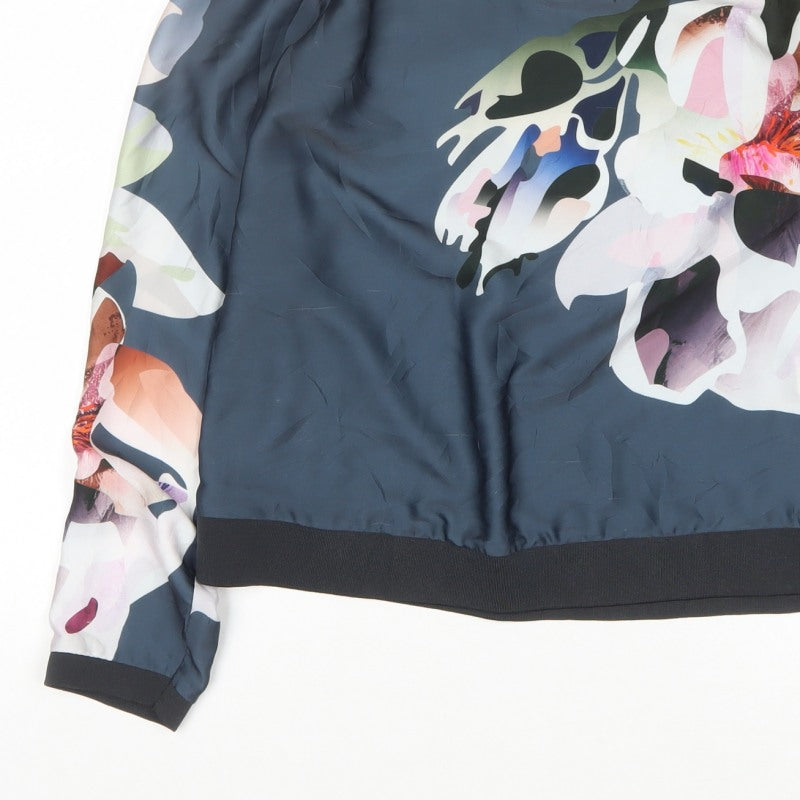 Next Women Multicoloured UK 8 Floral Long Sleeve Satin Blouse