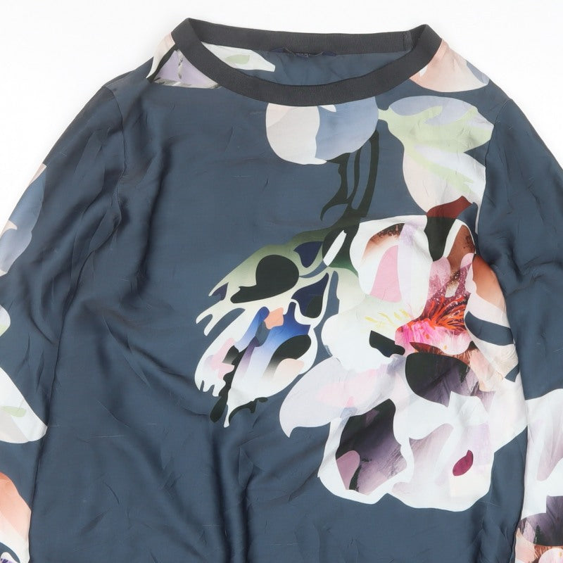 Next Women Multicoloured UK 8 Floral Long Sleeve Satin Blouse
