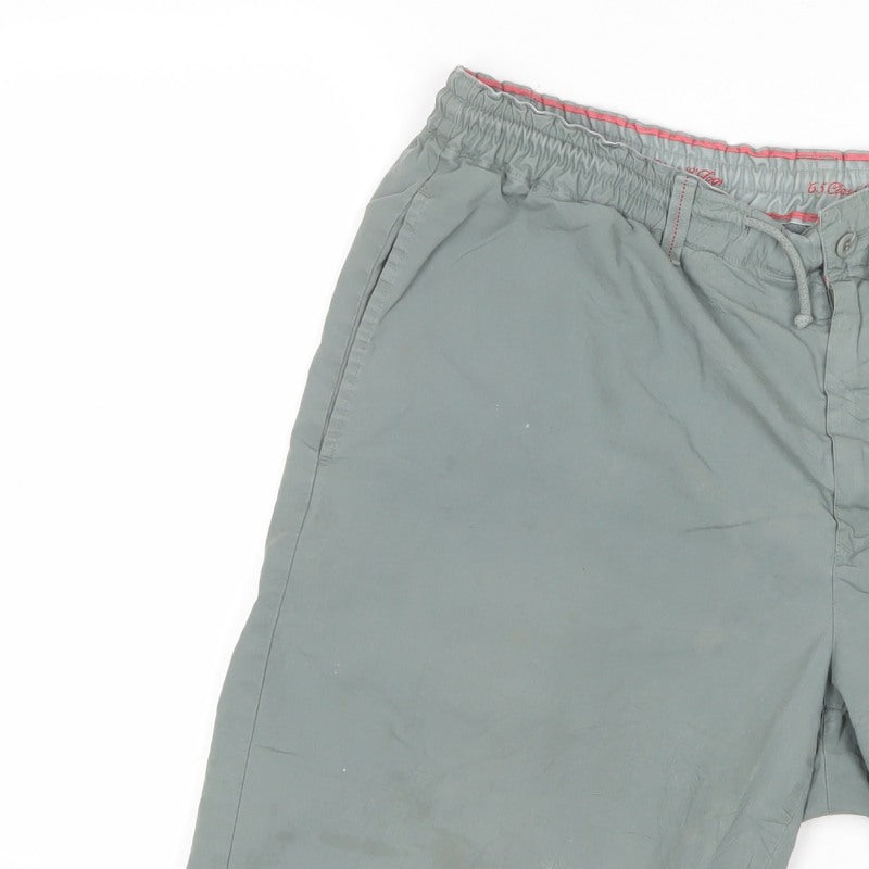 Benetton Men’s Green L Cotton Bermuda Drawstring Shorts