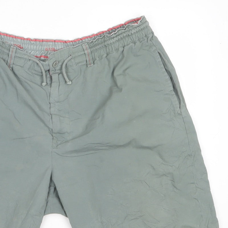 Benetton Men’s Green L Cotton Bermuda Drawstring Shorts