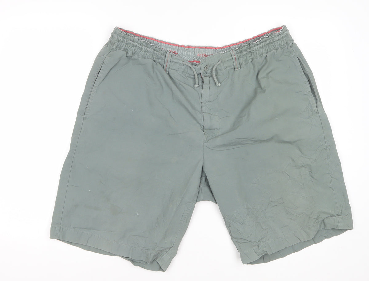 Benetton Men’s Green L Cotton Bermuda Drawstring Shorts