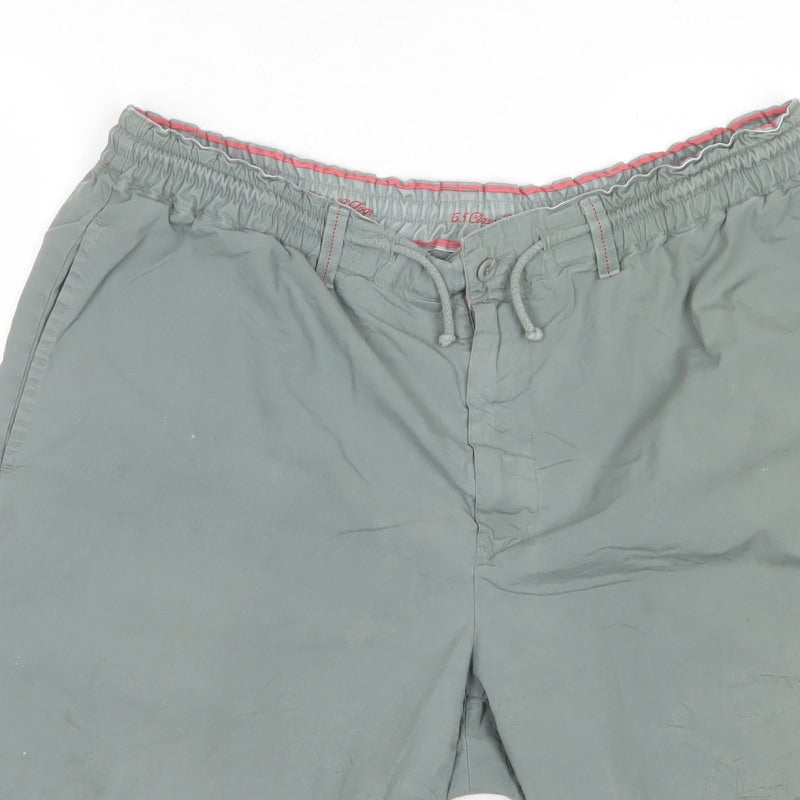 Benetton Men’s Green L Cotton Bermuda Drawstring Shorts