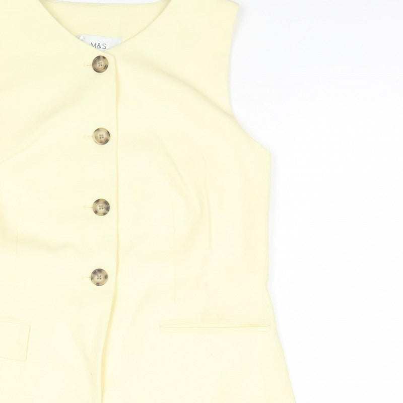 M&S Women Yellow Size 14 Four Button Single-Breasted Suit Waistcoat