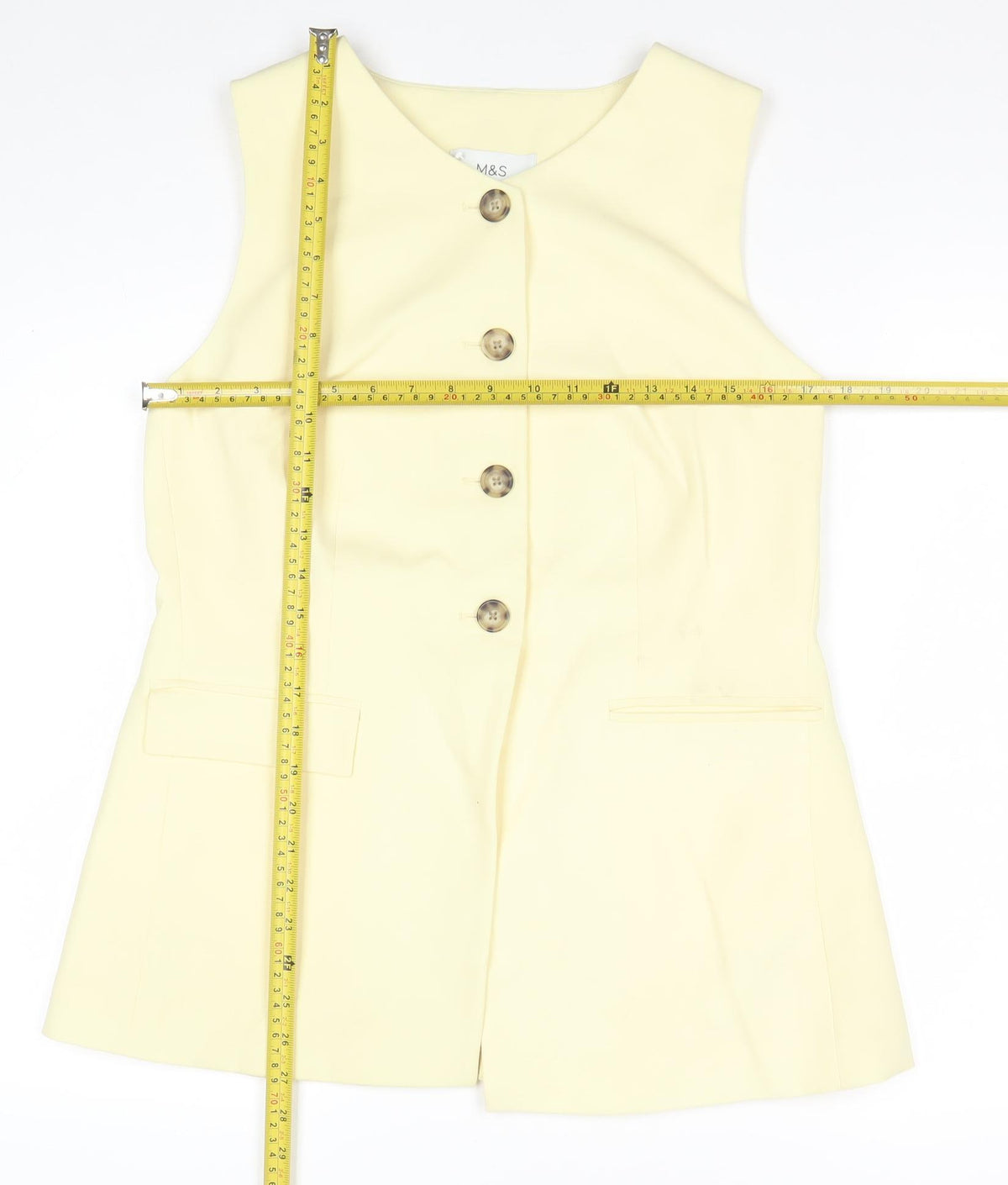 M&S Women Yellow Size 14 Four Button Single-Breasted Suit Waistcoat