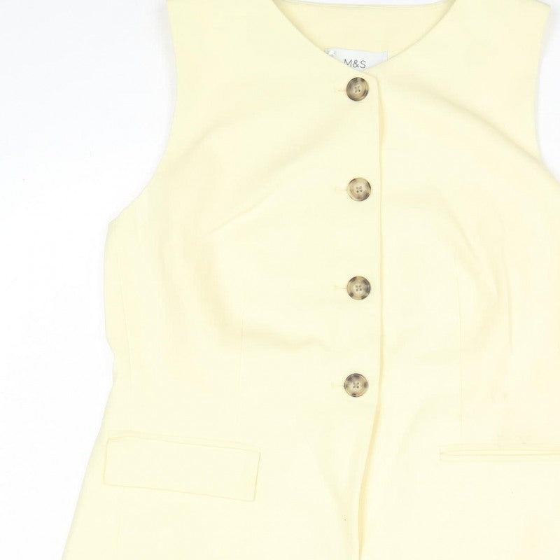 M&S Women Yellow Size 14 Four Button Single-Breasted Suit Waistcoat