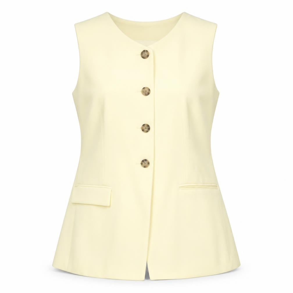 M&S Women Yellow Size 14 Four Button Single-Breasted Suit Waistcoat