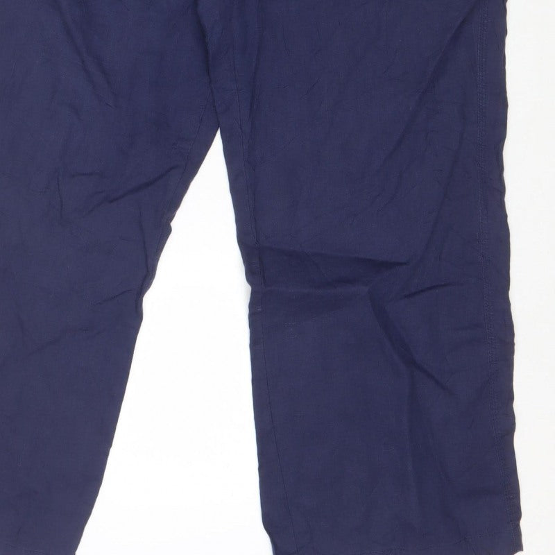 Marks & Spencer Women Blue UK 16 Short Wide Leg Drawstring Trousers