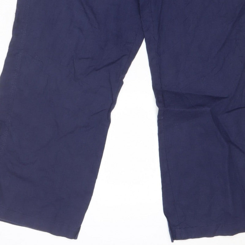Marks & Spencer Women Blue UK 16 Short Wide Leg Drawstring Trousers