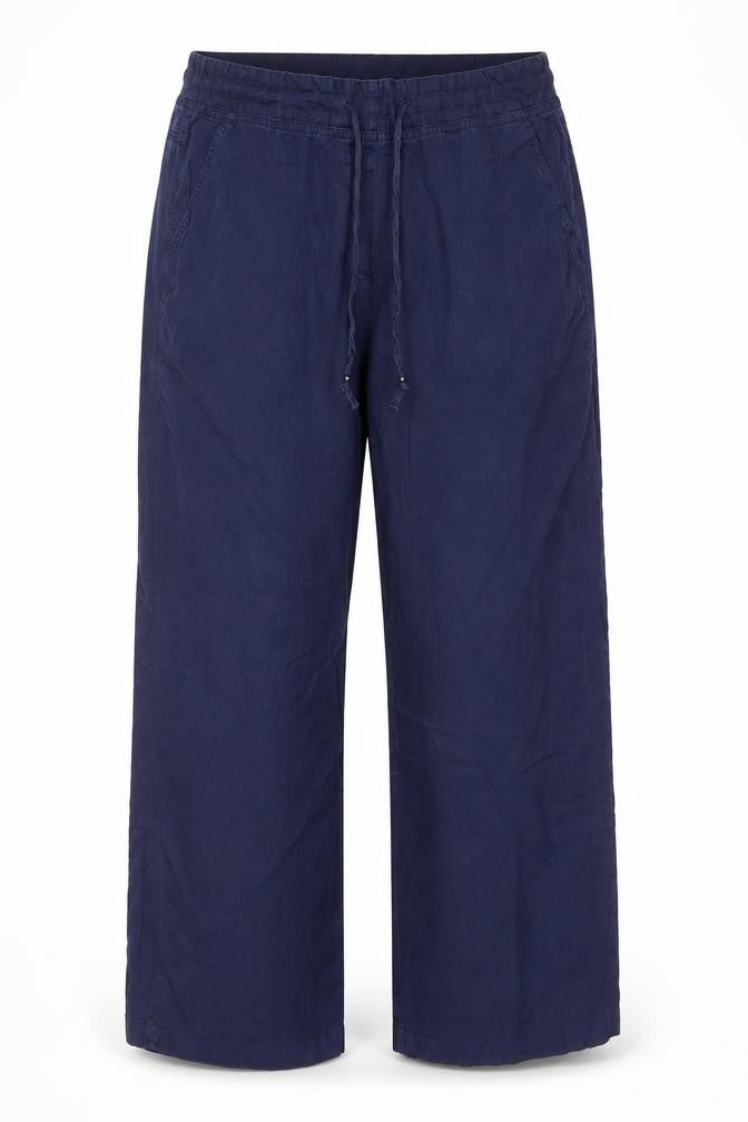 Marks & Spencer Women Blue UK 16 Short Wide Leg Drawstring Trousers