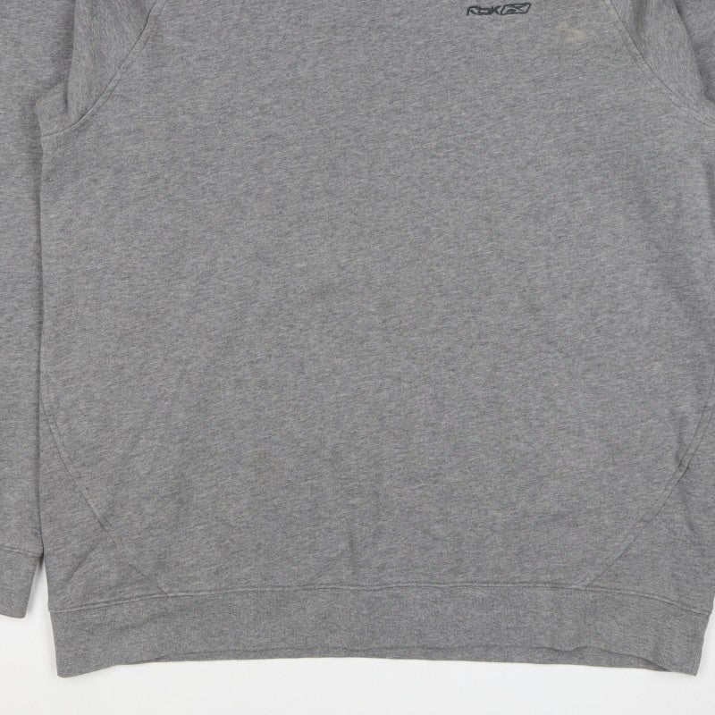 Reebok Men’s Grey 2XL Crew Neck Pullover Cotton Sweatshirt Logo
