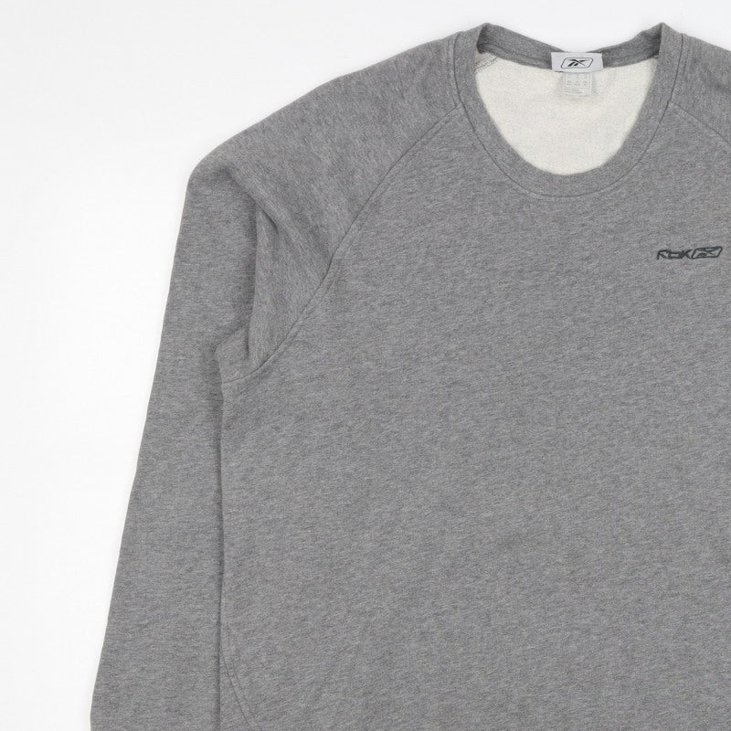 Reebok Men’s Grey 2XL Crew Neck Pullover Cotton Sweatshirt Logo