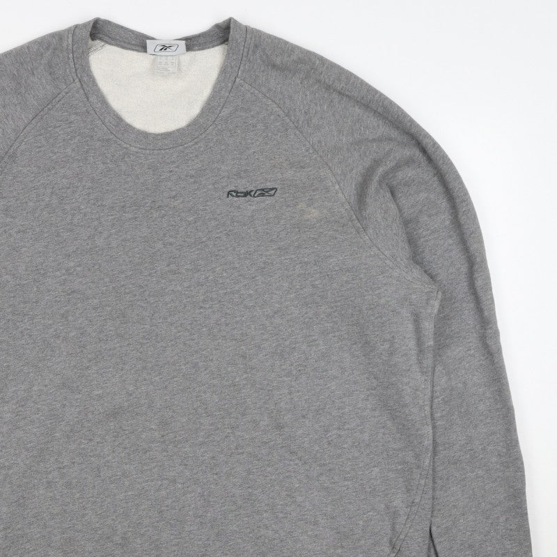 Reebok Men’s Grey 2XL Crew Neck Pullover Cotton Sweatshirt Logo