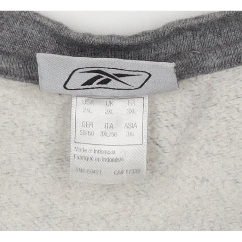 Reebok Men’s Grey 2XL Crew Neck Pullover Cotton Sweatshirt Logo