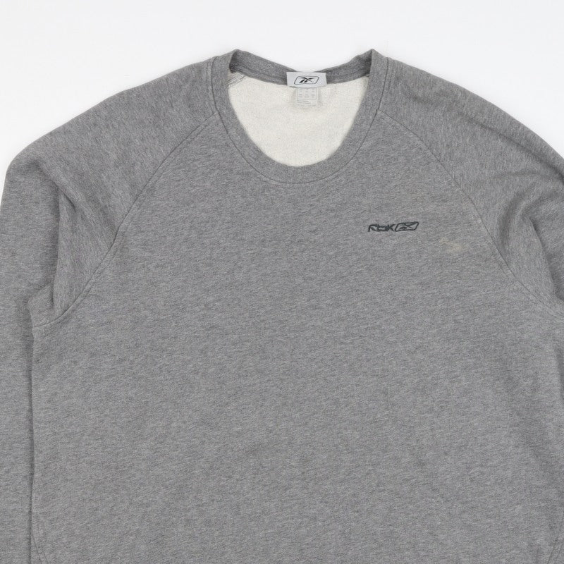 Reebok Men’s Grey 2XL Crew Neck Pullover Cotton Sweatshirt Logo