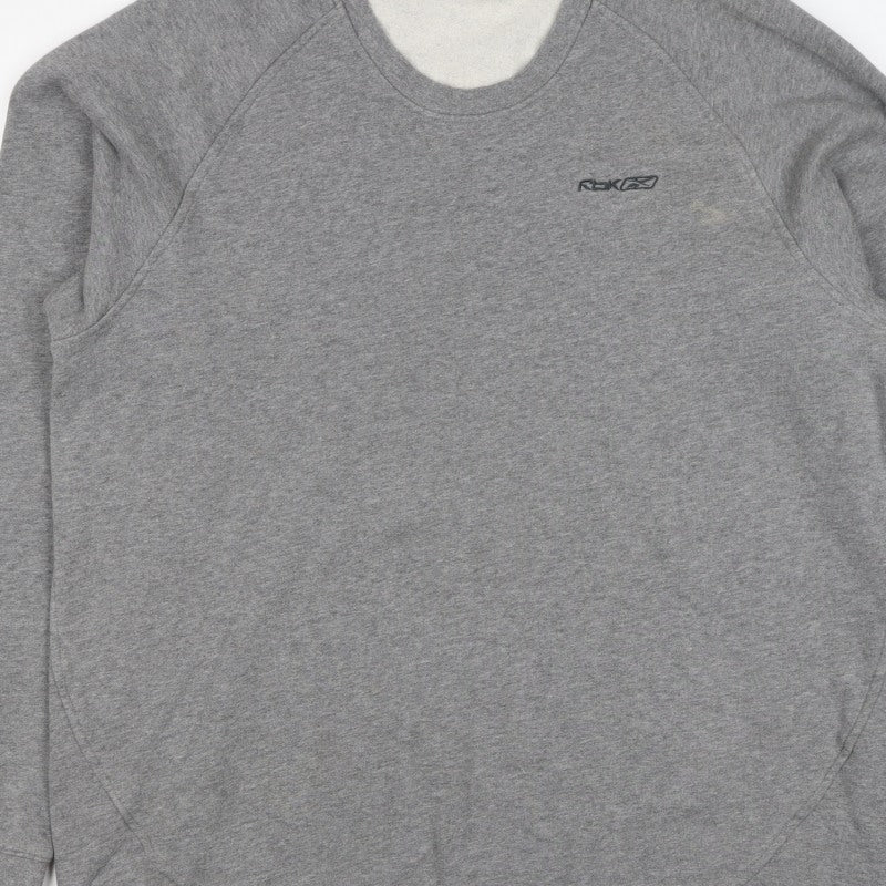 Reebok Men’s Grey 2XL Crew Neck Pullover Cotton Sweatshirt Logo
