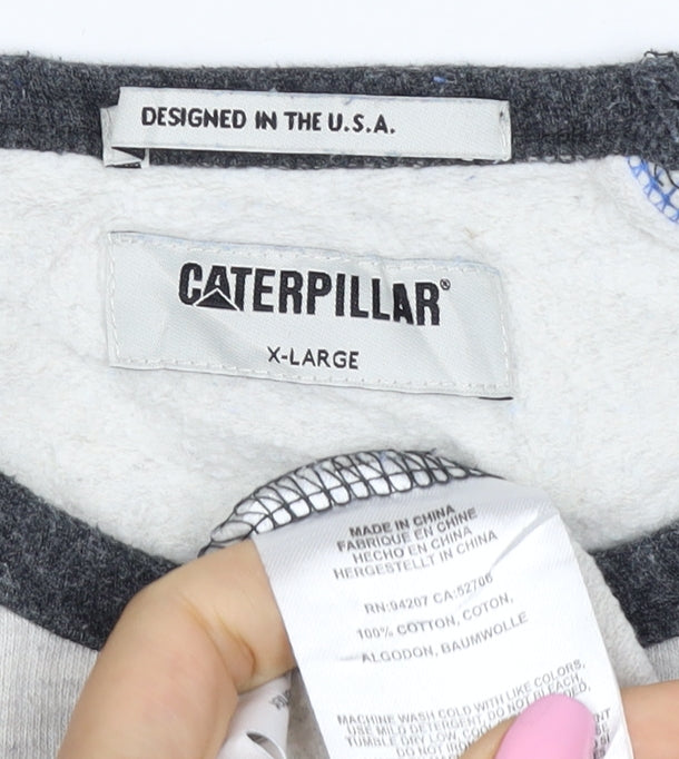Caterpillar Mens Multicoloured XL Crew Neck Pullover Sweatshirt