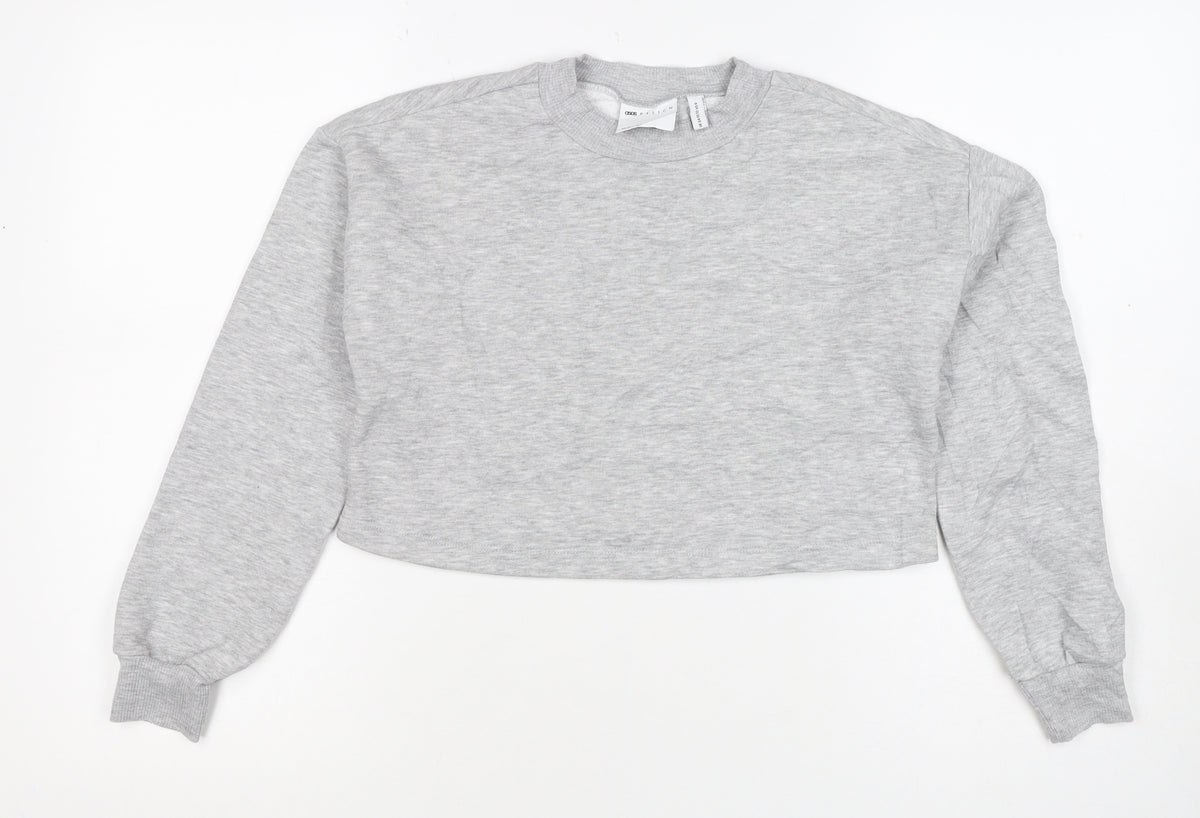 ASOS Design Women Grey UK 4 Cropped Crew Neck Pullover Sweatshirt