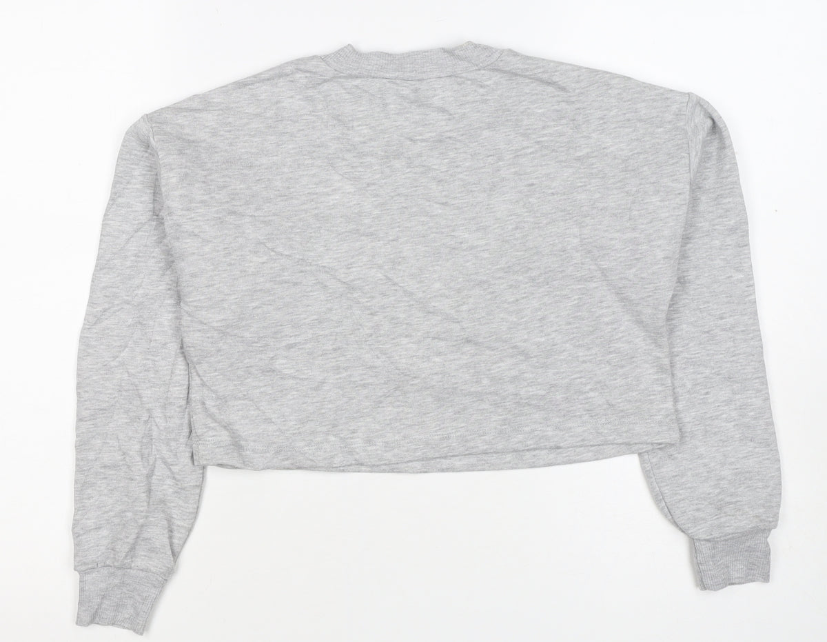 ASOS Design Women Grey UK 4 Cropped Crew Neck Pullover Sweatshirt