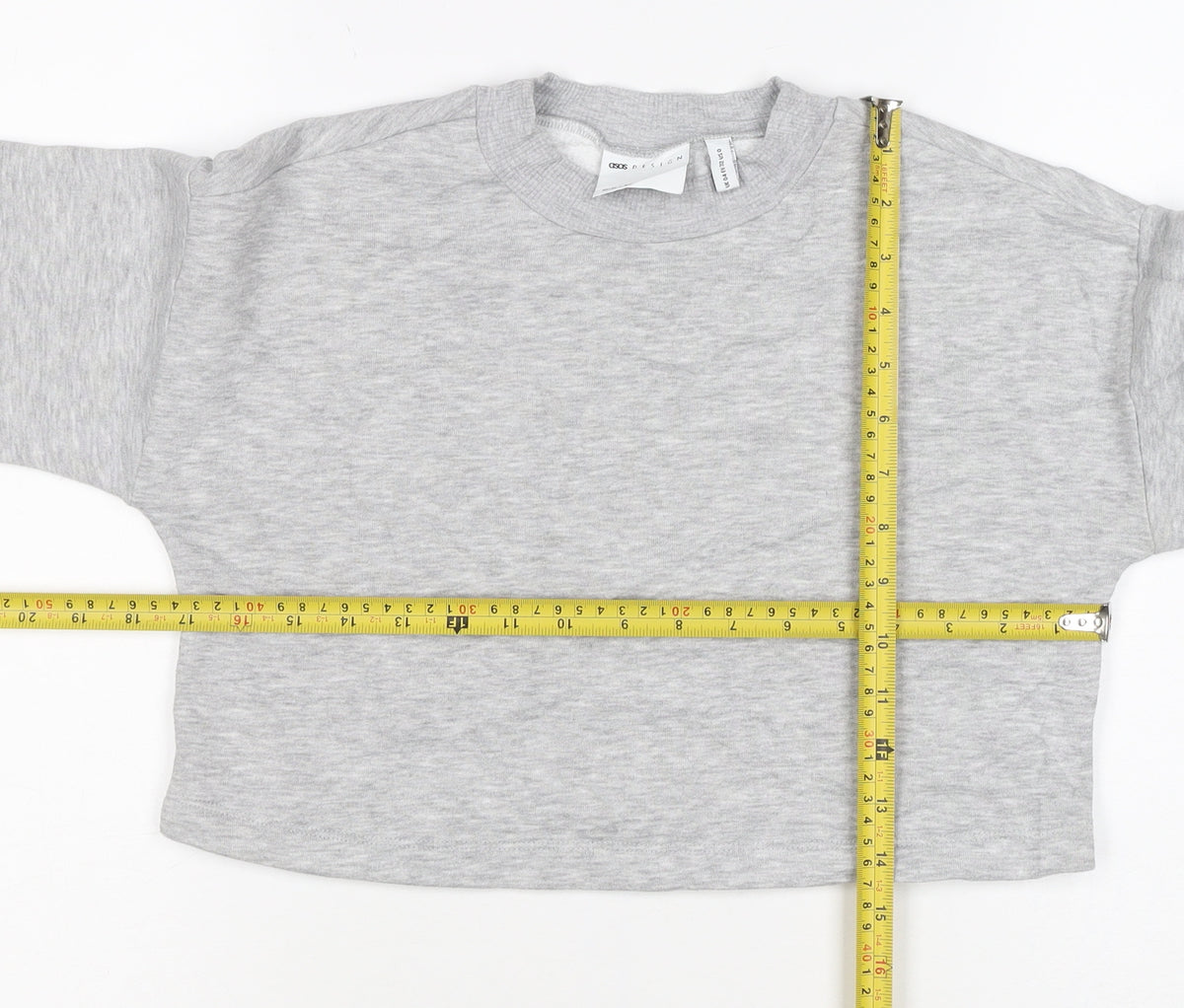 ASOS Design Women Grey UK 4 Cropped Crew Neck Pullover Sweatshirt