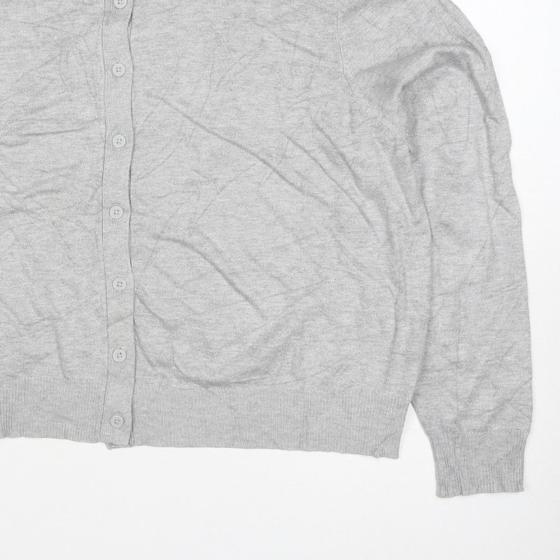Marks and Spencer Women Grey Size 20 Round Neck Button Cardigan
