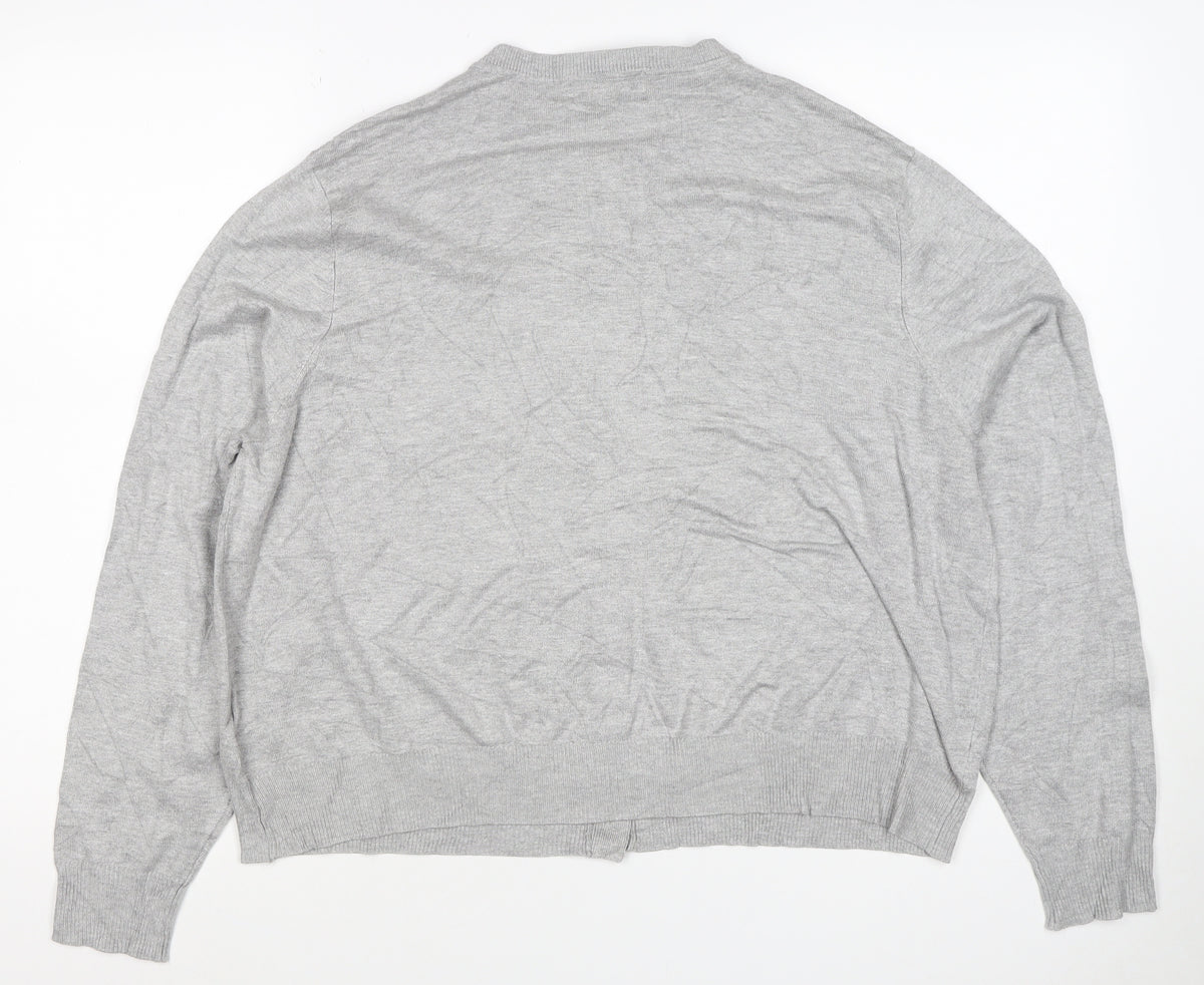 Marks and Spencer Women Grey Size 20 Round Neck Button Cardigan