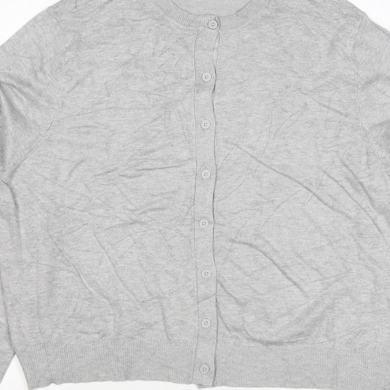 Marks and Spencer Women Grey Size 20 Round Neck Button Cardigan