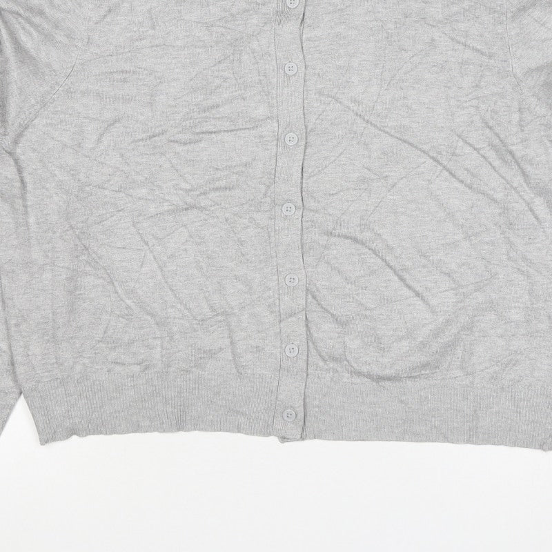 Marks and Spencer Women Grey Size 20 Round Neck Button Cardigan