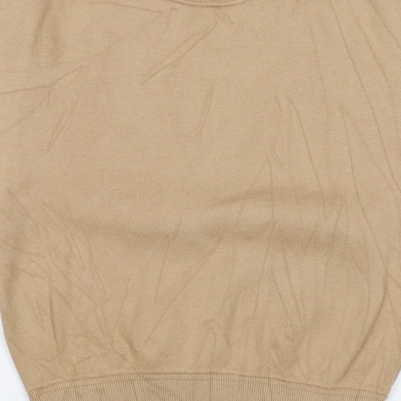 Zara Women Beige S Crew Neck Lightweight Knit Pullover Jumper
