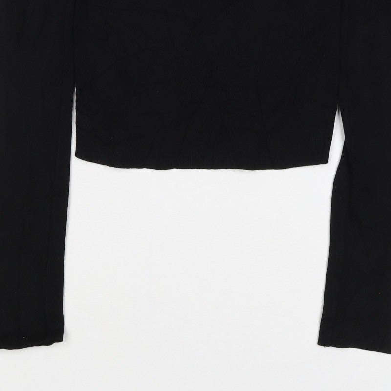 H&M Women Black S Slim Fit Round Neck Knit Pullover Jumper