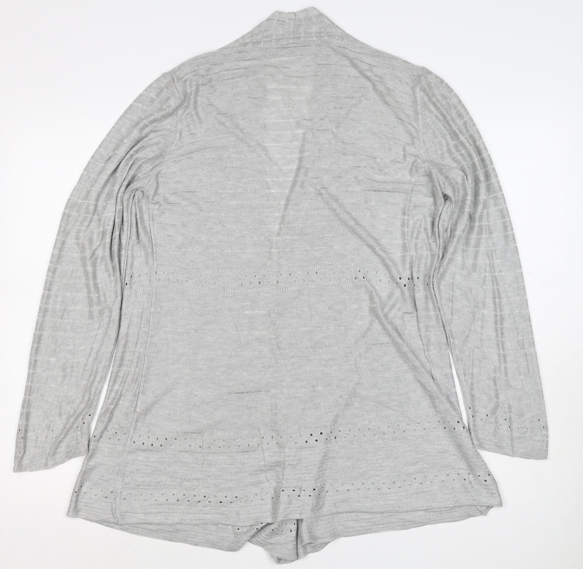 Per Una Women’s Grey Size 14 Open Knit Long Sleeve Cardigan