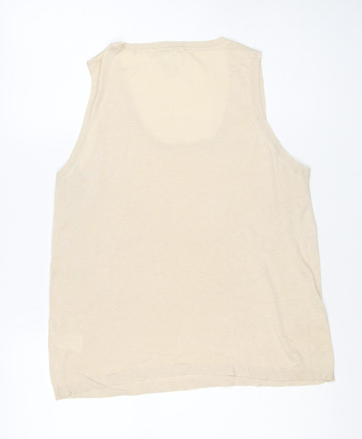 H&M Women Ivory UK 18 Silk Cotton Fine Knit Basic T-Shirt