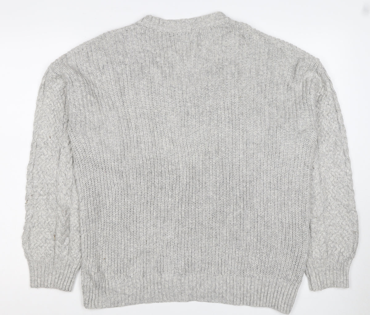 Marks and Spencer Women Grey M Cable Knit V-Neck Pullover Jumper
