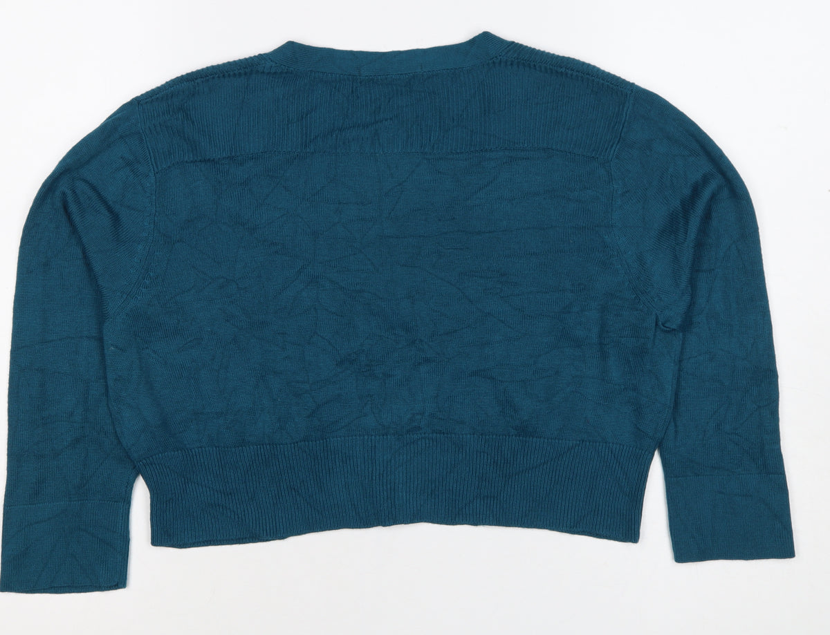 Marks & Spencer Women Blue V-Neck Button Cardigan UK 16 Knit