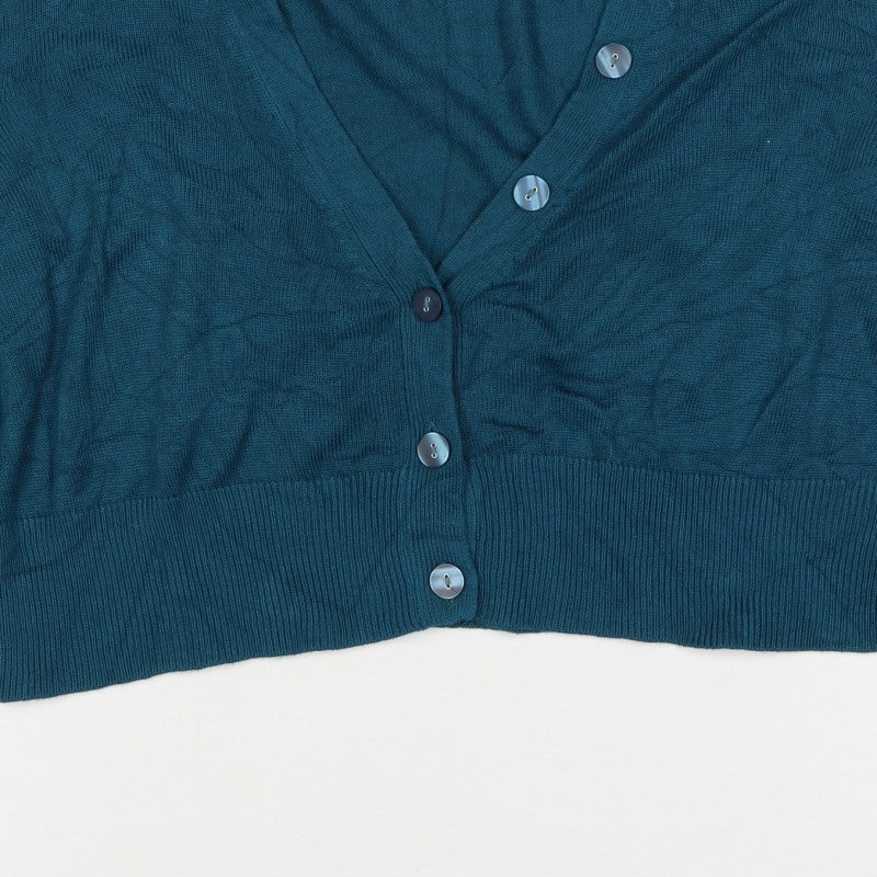 Marks & Spencer Women Blue V-Neck Button Cardigan UK 16 Knit