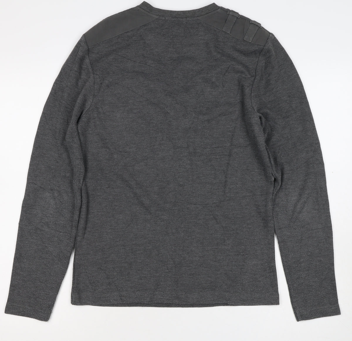 Peacocks Mens Grey M Henley Knit Jumper Button Shoulder Pocket