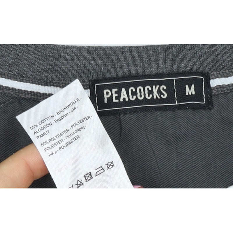 Peacocks Mens Grey M Henley Knit Jumper Button Shoulder Pocket