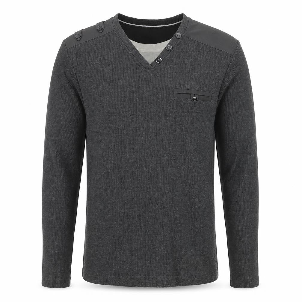 Peacocks Mens Grey M Henley Knit Jumper Button Shoulder Pocket