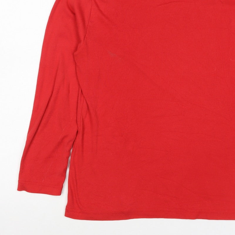 Enrico Women’s Red Size 16 Basic Roll Neck Long Sleeve Jersey Top
